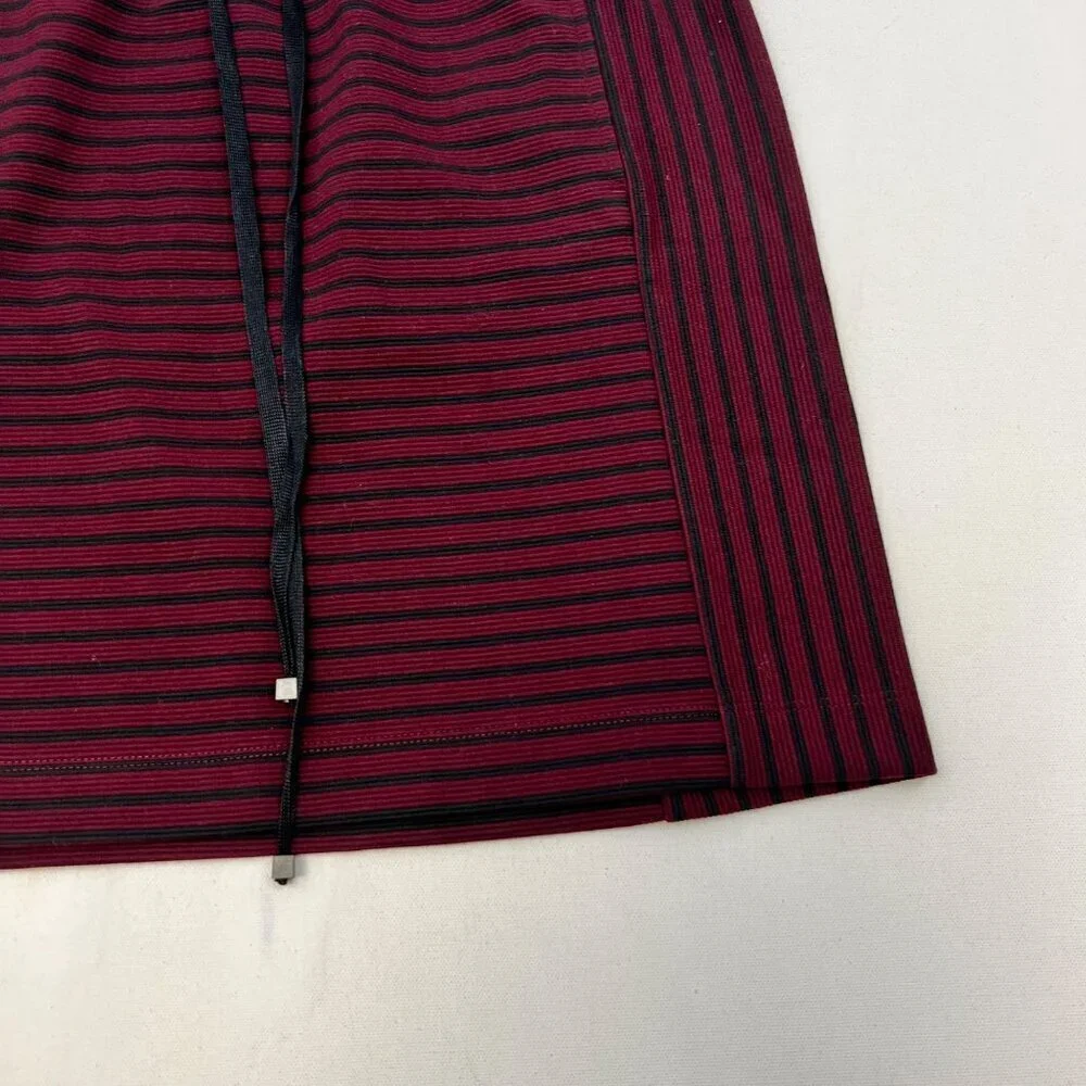 Lou & Grey Women’s Striped Pull On Skirt Wine/Black Drawstring Size Small New